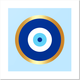 Evil Eye Blue & Golden Posters and Art